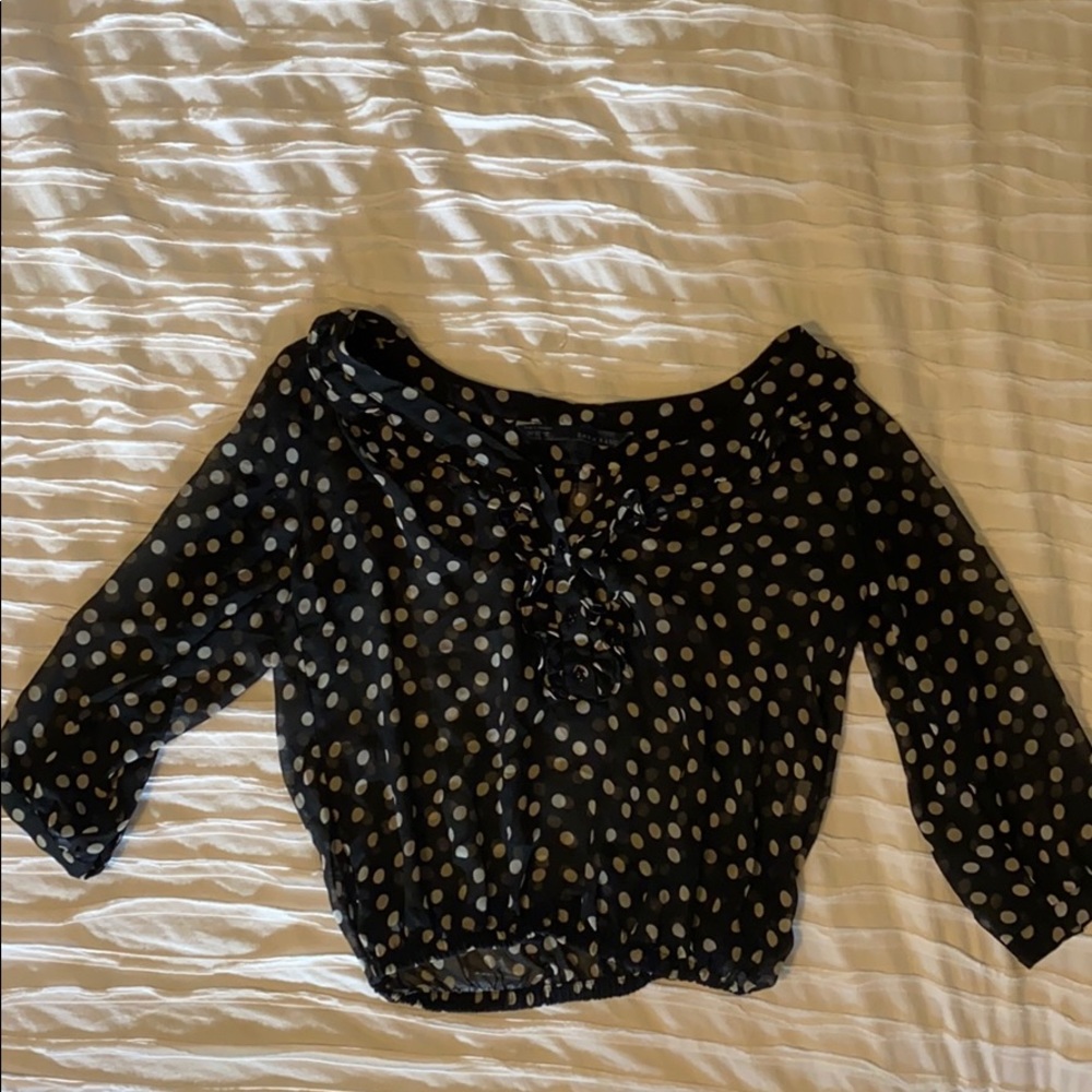 Zara Black Polka Dot Blouse
